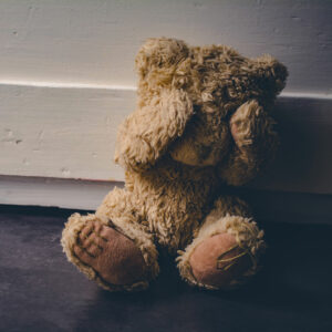 childhood teddy bear hiding