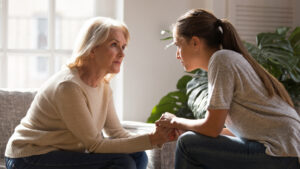 mother and daughter having a discussion