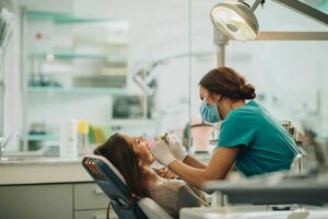 Woman at the dentist